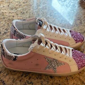 Golden Goose Pink and Silver Sneakers